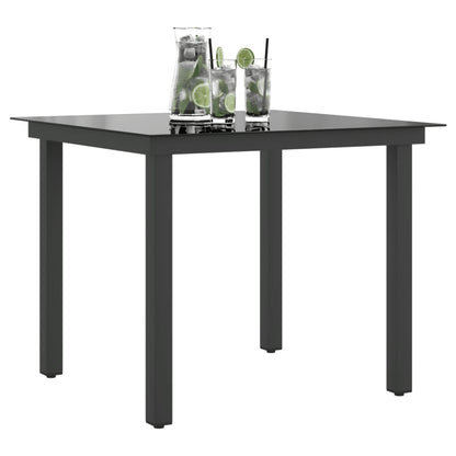 Tuintafel 80x80x74 cm aluminium en glas zwart - AllerleiShop