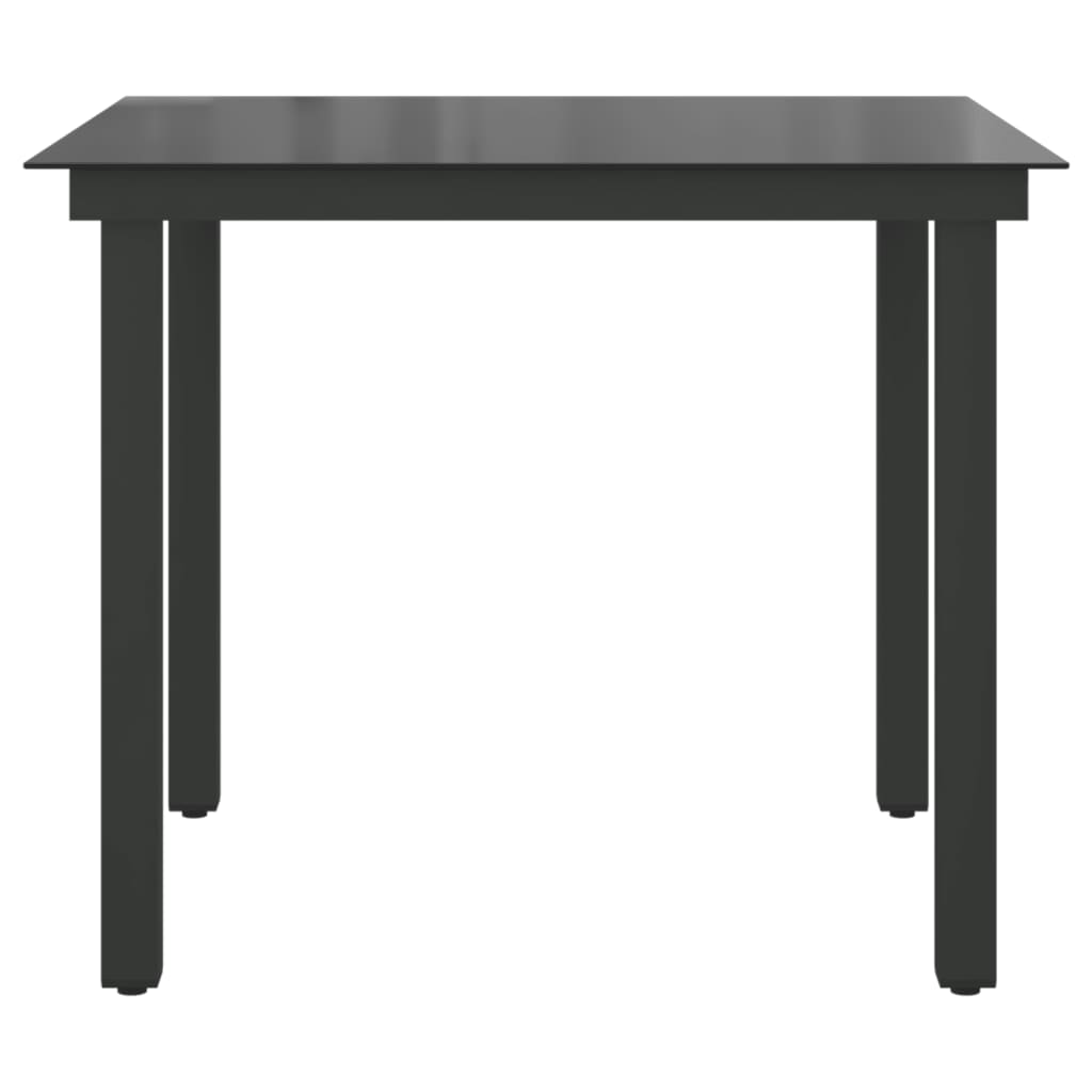 Tuintafel 80x80x74 cm aluminium en glas zwart - AllerleiShop