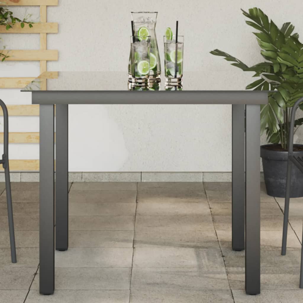 Tuintafel 80x80x74 cm aluminium en glas zwart - AllerleiShop