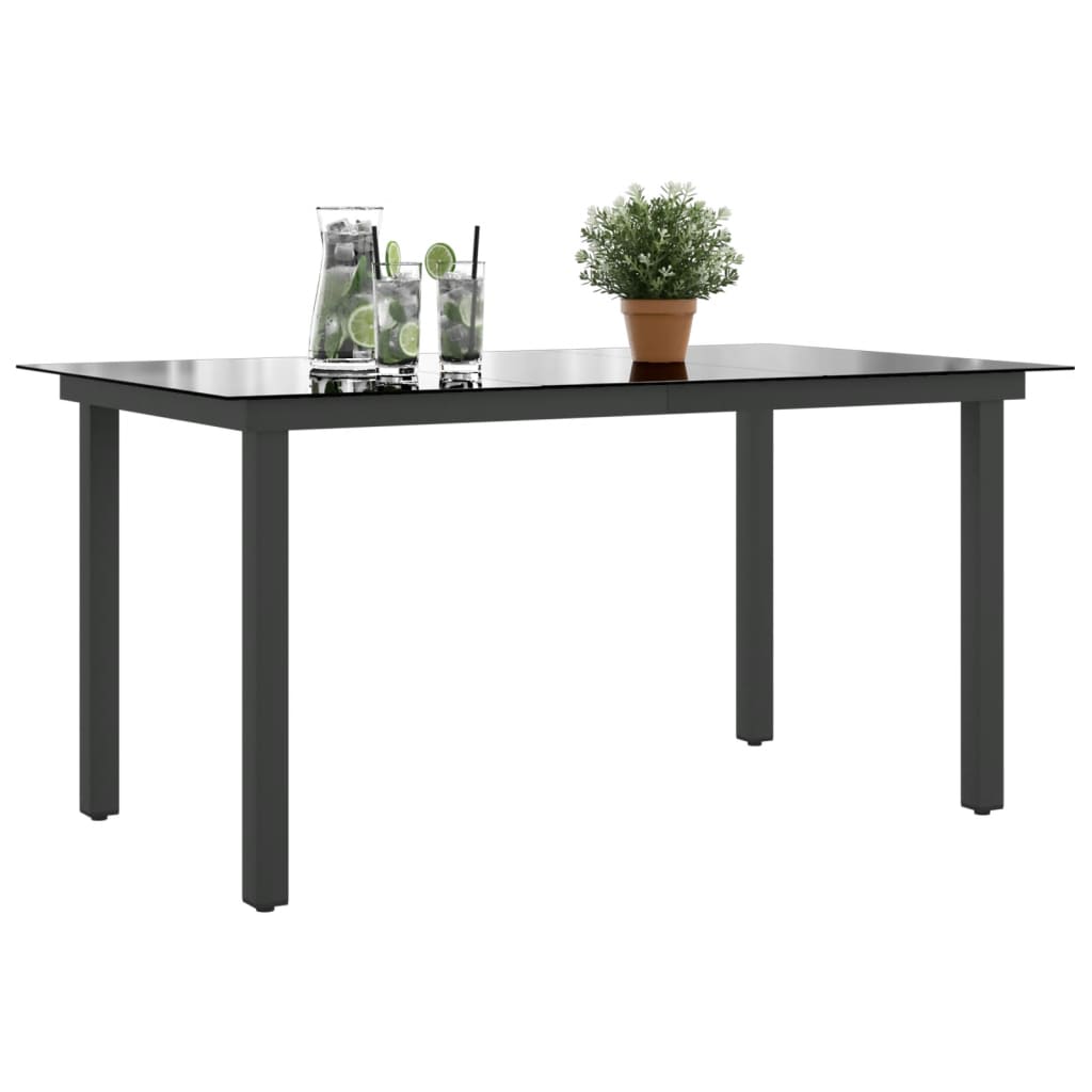 Tuintafel 150x90x74 cm aluminium en glas zwart - AllerleiShop