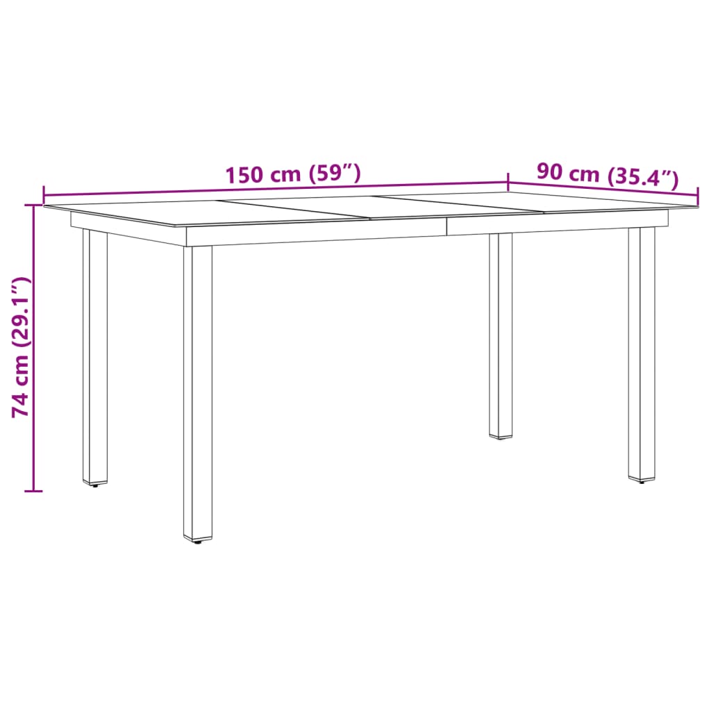 Tuintafel 150x90x74 cm aluminium en glas zwart - AllerleiShop