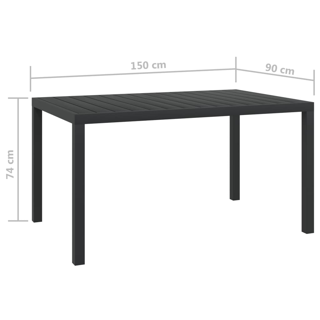 Tuintafel 150x90x74 cm aluminium en HKC zwart - AllerleiShop