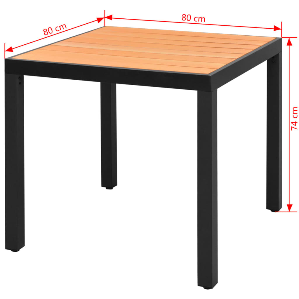 Tuintafel 80x80x74 cm aluminium en HKC bruin - AllerleiShop