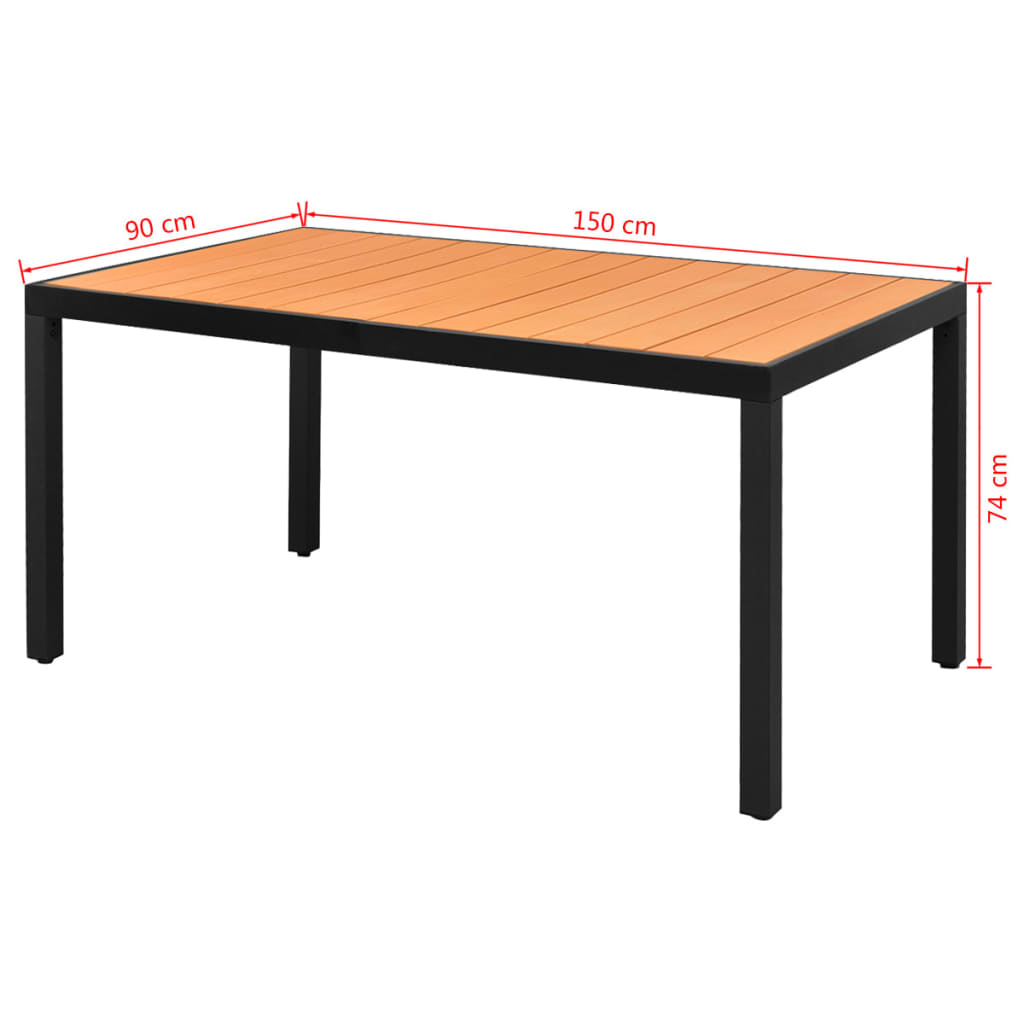 Tuintafel 150x90x74 cm aluminium en HKC bruin - AllerleiShop