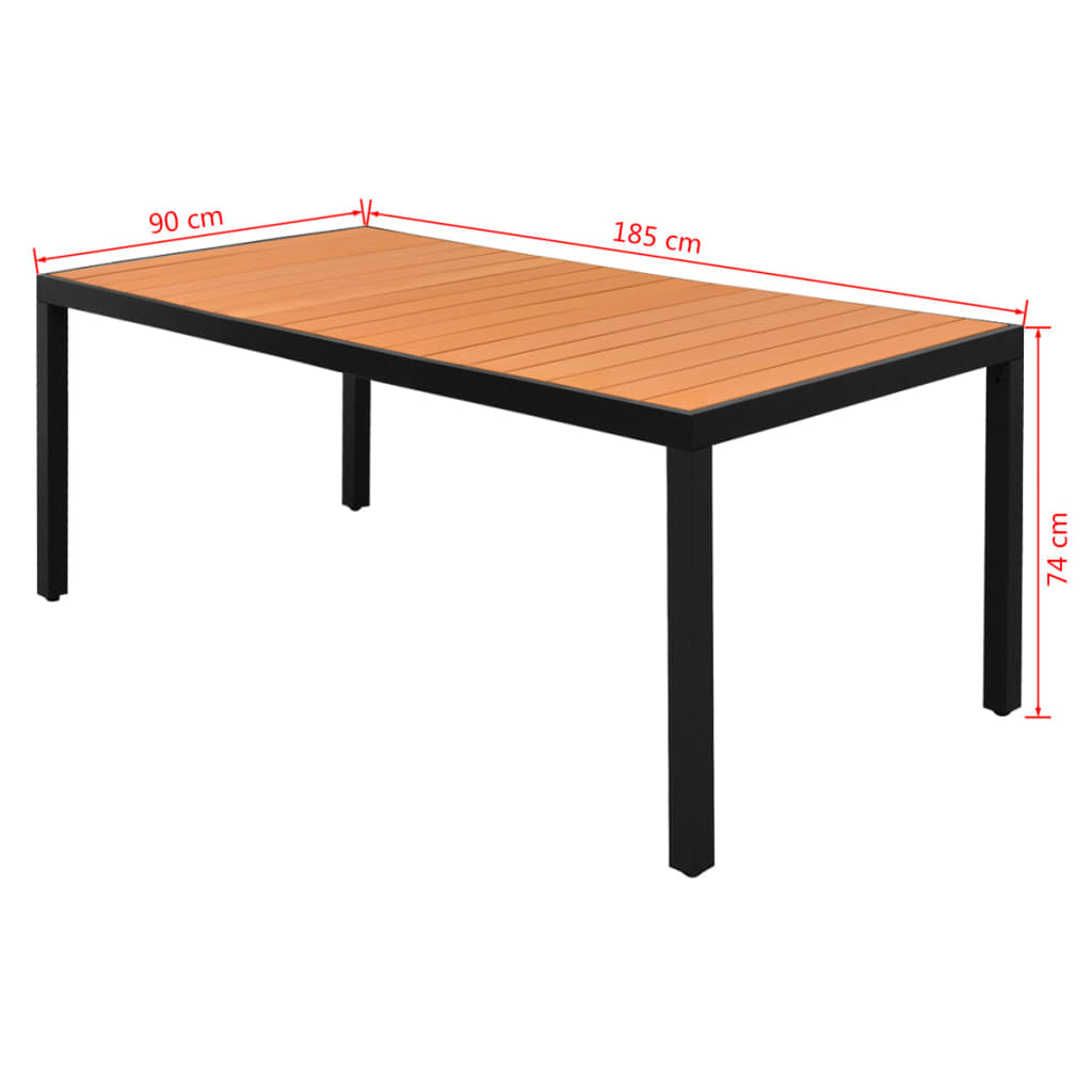 Tuintafel 185x90x74 cm aluminium en HKC bruin - AllerleiShop