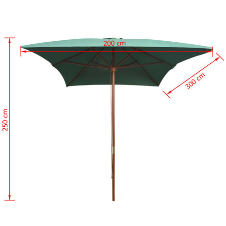 Parasol met houten paal 200x300 cm groen - AllerleiShop