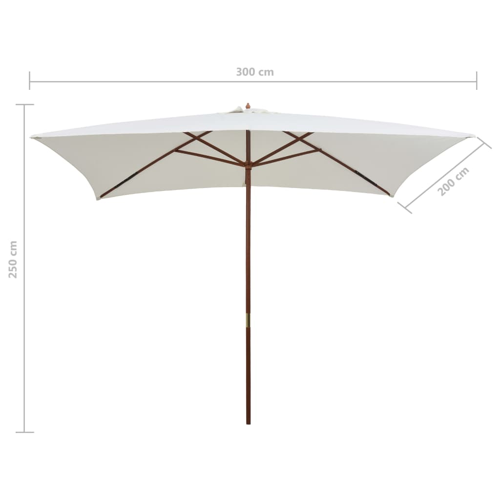 Parasol met houten paal 200x300 cm crèmewit - AllerleiShop