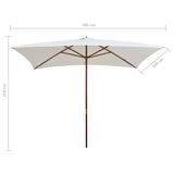 Parasol met houten paal 200x300 cm crèmewit - AllerleiShop