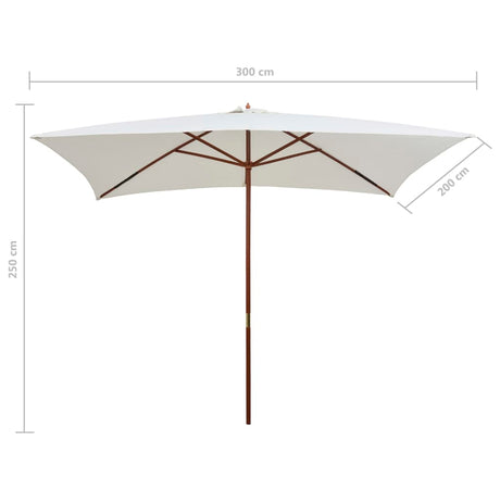 Parasol met houten paal 200x300 cm crèmewit - AllerleiShop