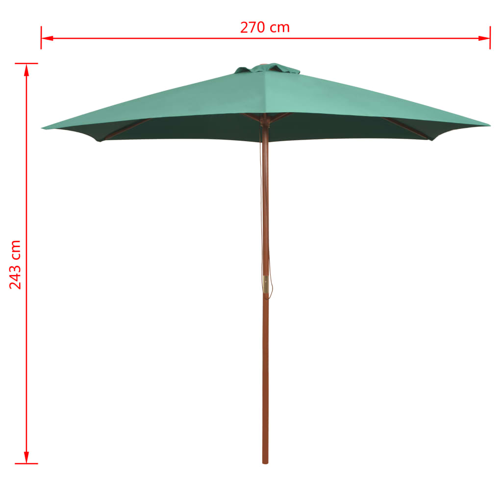 Parasol 270x270 cm houten paal groen - AllerleiShop