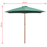 Parasol 270x270 cm houten paal groen - AllerleiShop