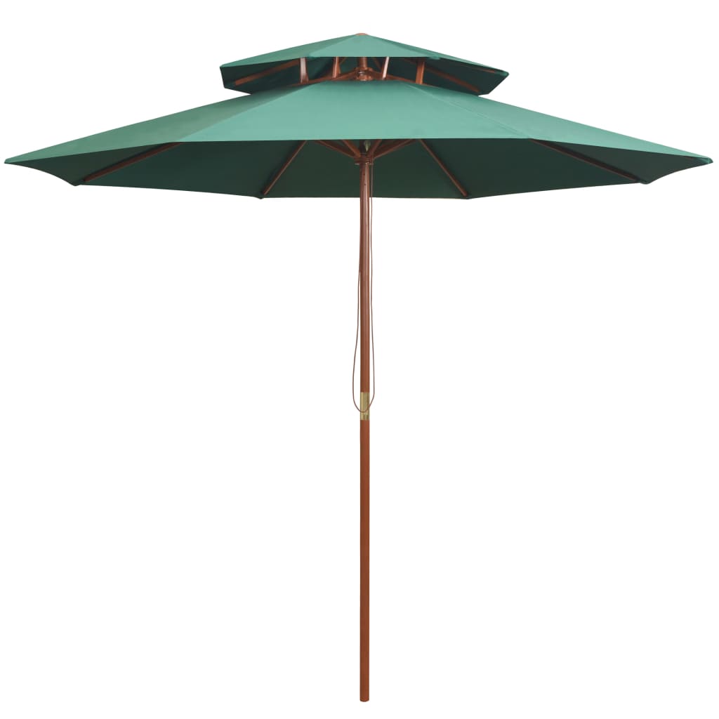 Dubbeldekker parasol 270x270 cm houten paal groen - AllerleiShop