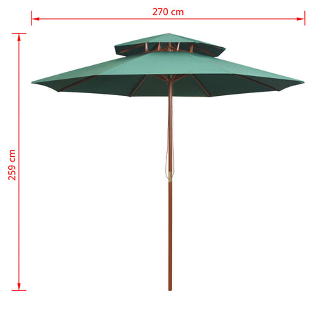 Dubbeldekker parasol 270x270 cm houten paal groen - AllerleiShop