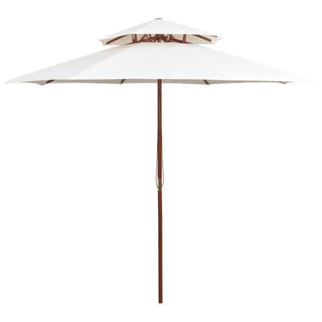 Dubbeldekker parasol 270x270 cm houten paal crèmewit - AllerleiShop