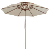 Dubbeldekker parasol 270x270 cm houten paal crèmewit - AllerleiShop