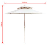 Dubbeldekker parasol 270x270 cm houten paal crèmewit - AllerleiShop