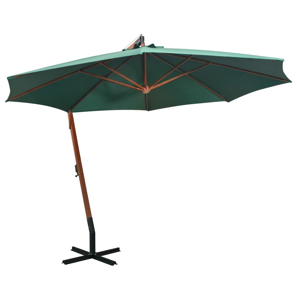 Zweefparasol 350 cm houten paal groen - AllerleiShop