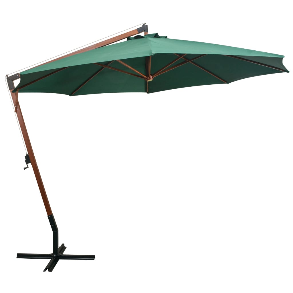 Zweefparasol 350 cm houten paal groen - AllerleiShop