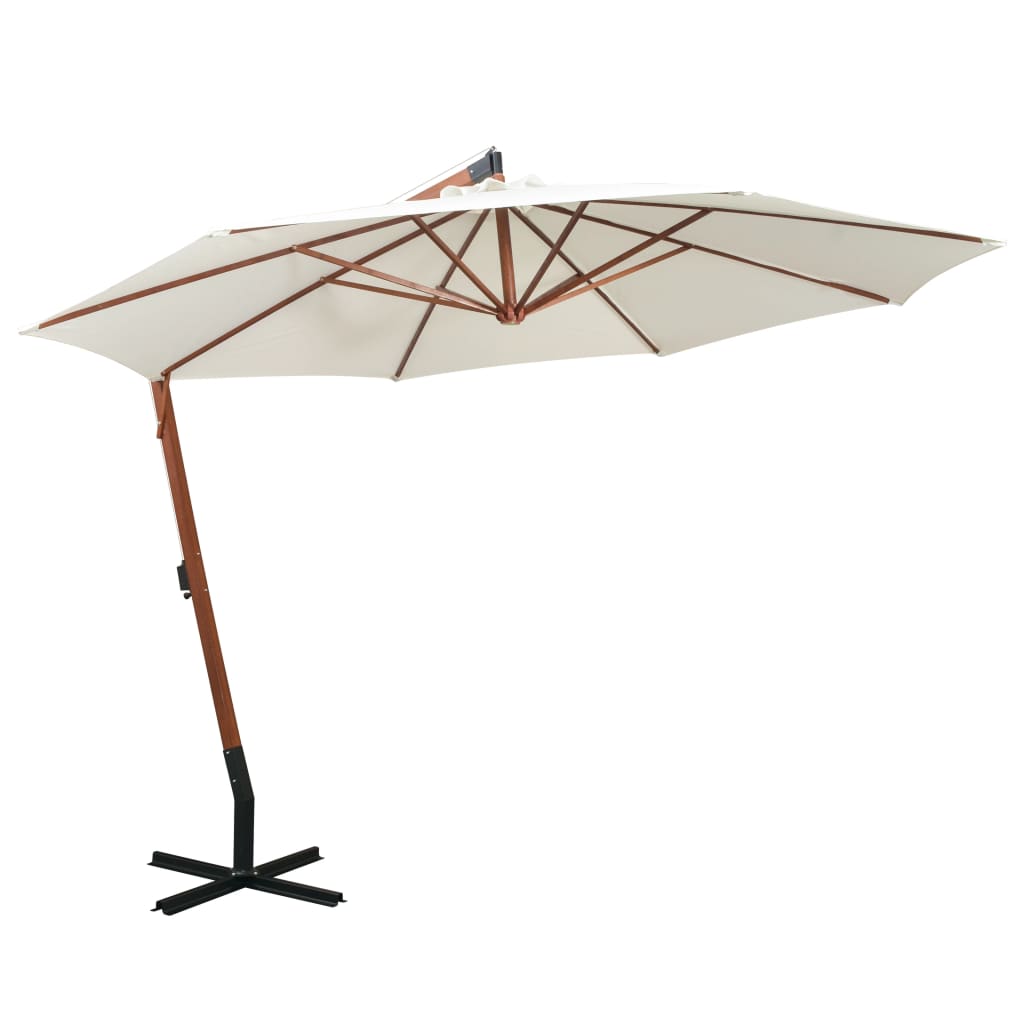 Zweefparasol met houten paal 350 cm wit - AllerleiShop