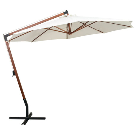 Zweefparasol met houten paal 350 cm wit - AllerleiShop