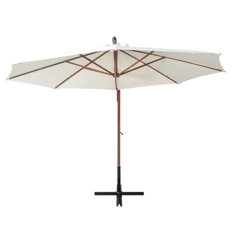 Zweefparasol met houten paal 350 cm wit - AllerleiShop