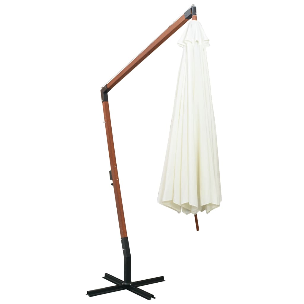 Zweefparasol met houten paal 350 cm wit - AllerleiShop