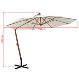 Zweefparasol met houten paal 350 cm wit - AllerleiShop