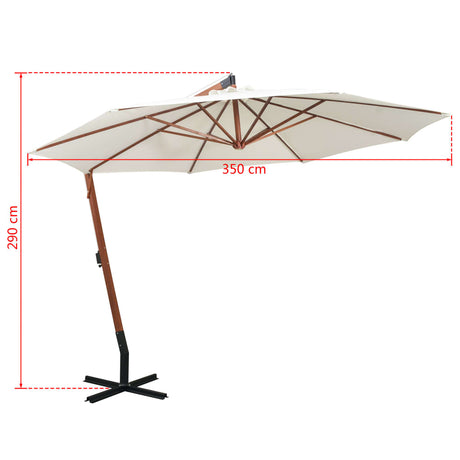 Zweefparasol met houten paal 350 cm wit - AllerleiShop