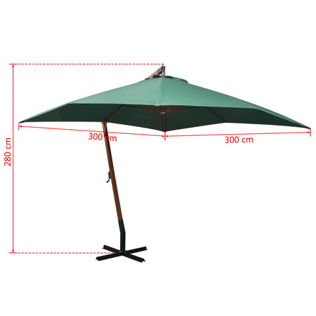 Zweefparasol met houten paal 300x300 cm groen - AllerleiShop