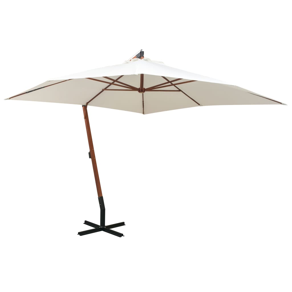 Zweefparasol met houten paal 300x300 cm wit - AllerleiShop