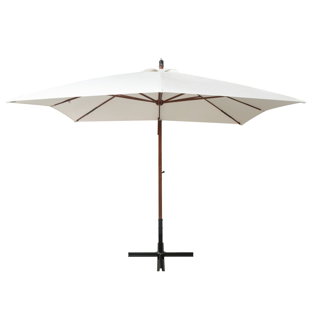 Zweefparasol met houten paal 300x300 cm wit - AllerleiShop