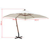 Zweefparasol met houten paal 300x300 cm wit - AllerleiShop