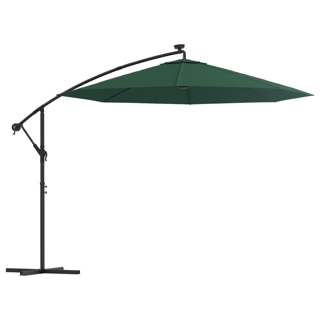 Zweefparasol met LED-verlichting en metalen paal 300 cm groen - AllerleiShop