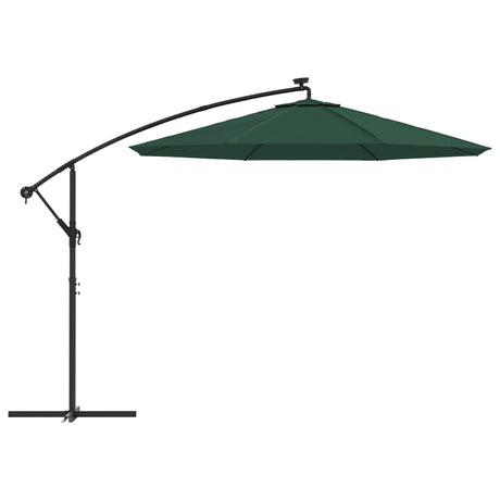 Zweefparasol met LED-verlichting en metalen paal 300 cm groen - AllerleiShop