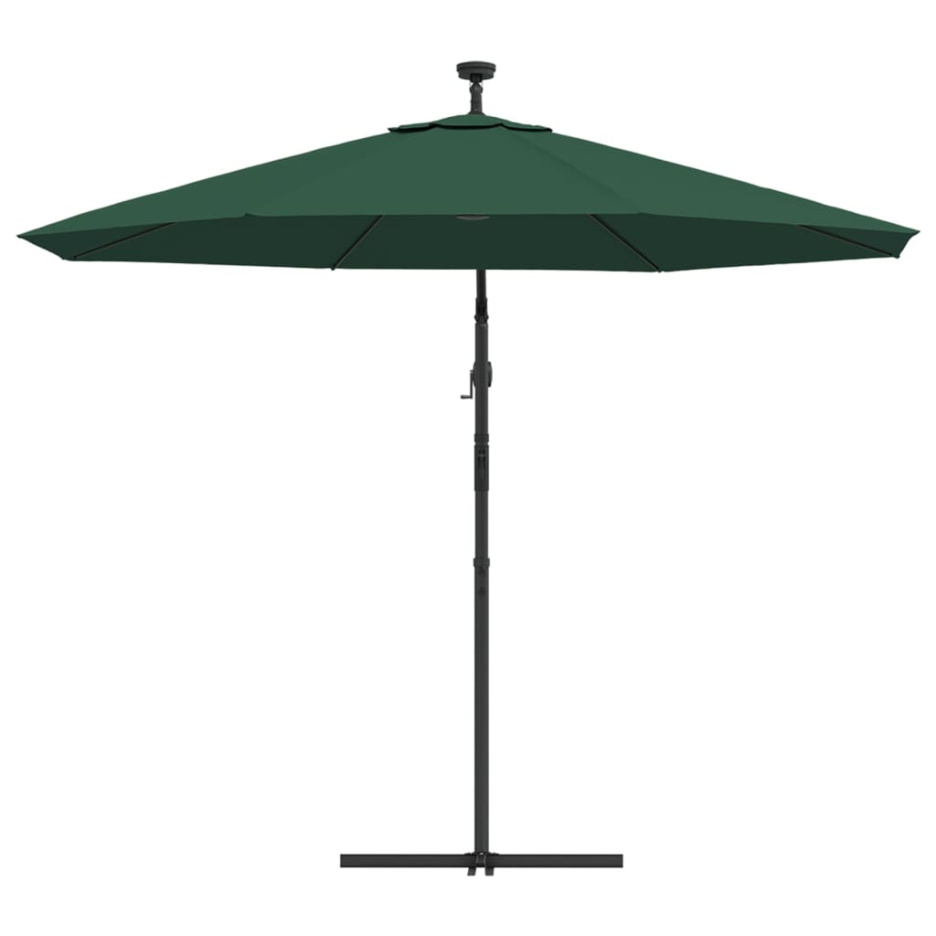 Zweefparasol met LED-verlichting en metalen paal 300 cm groen - AllerleiShop