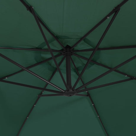 Zweefparasol met LED-verlichting en metalen paal 300 cm groen - AllerleiShop