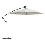 Zweefparasol met LED-verlichting en metalen paal 300 cm zand - AllerleiShop