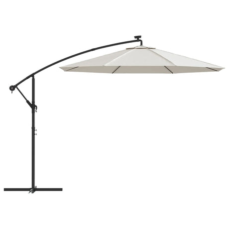 Zweefparasol met LED-verlichting en metalen paal 300 cm zand - AllerleiShop