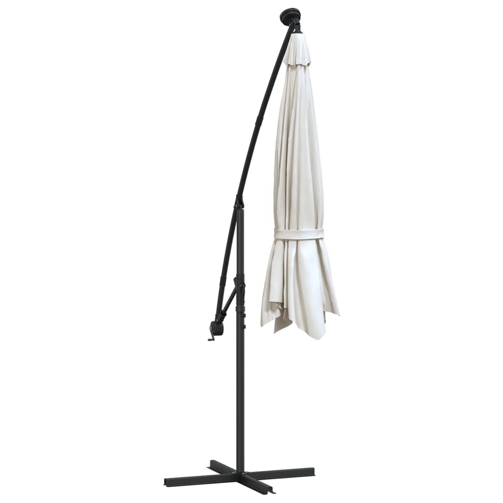 Zweefparasol met LED-verlichting en metalen paal 300 cm zand - AllerleiShop