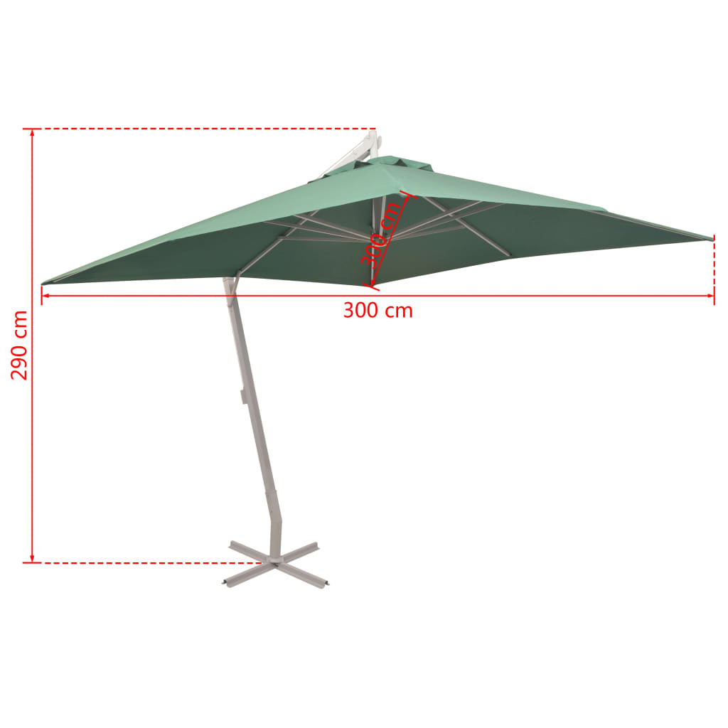 Zweefparasol met aluminium paal 300x300 cm groen - AllerleiShop