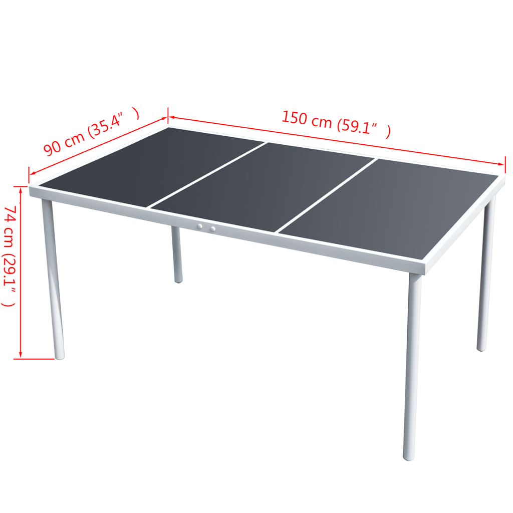 Tuintafel 150x90x74 cm staal zwart - AllerleiShop