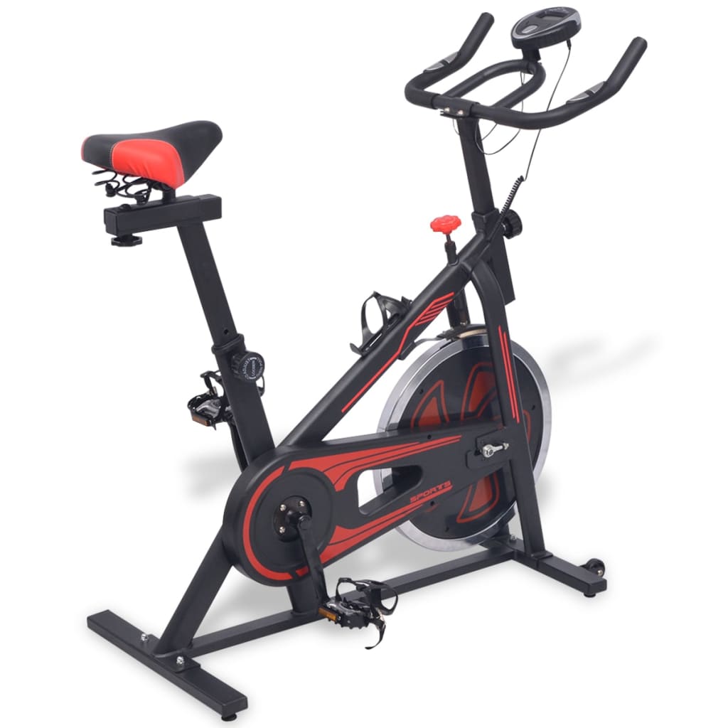 Hometrainer met hartslagsensoren zwart en rood - AllerleiShop