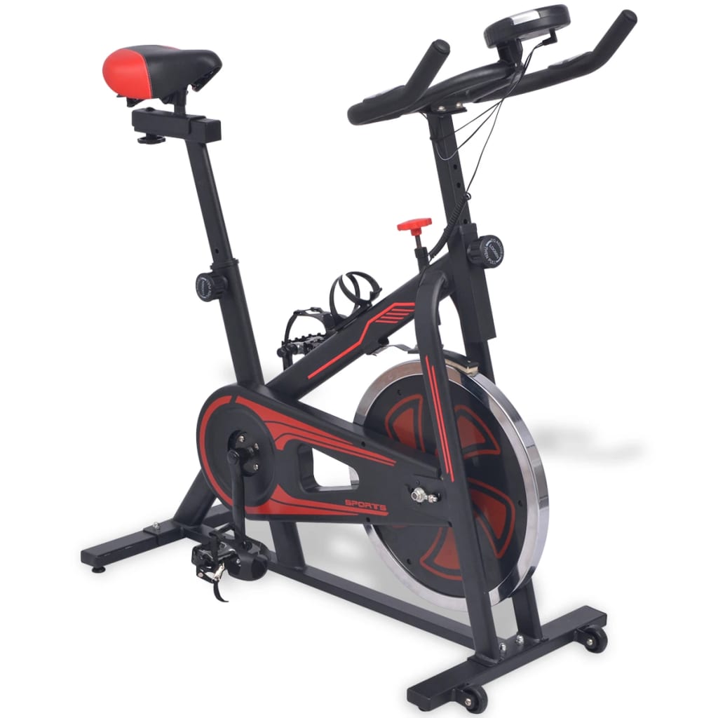 Hometrainer met hartslagsensoren zwart en rood - AllerleiShop