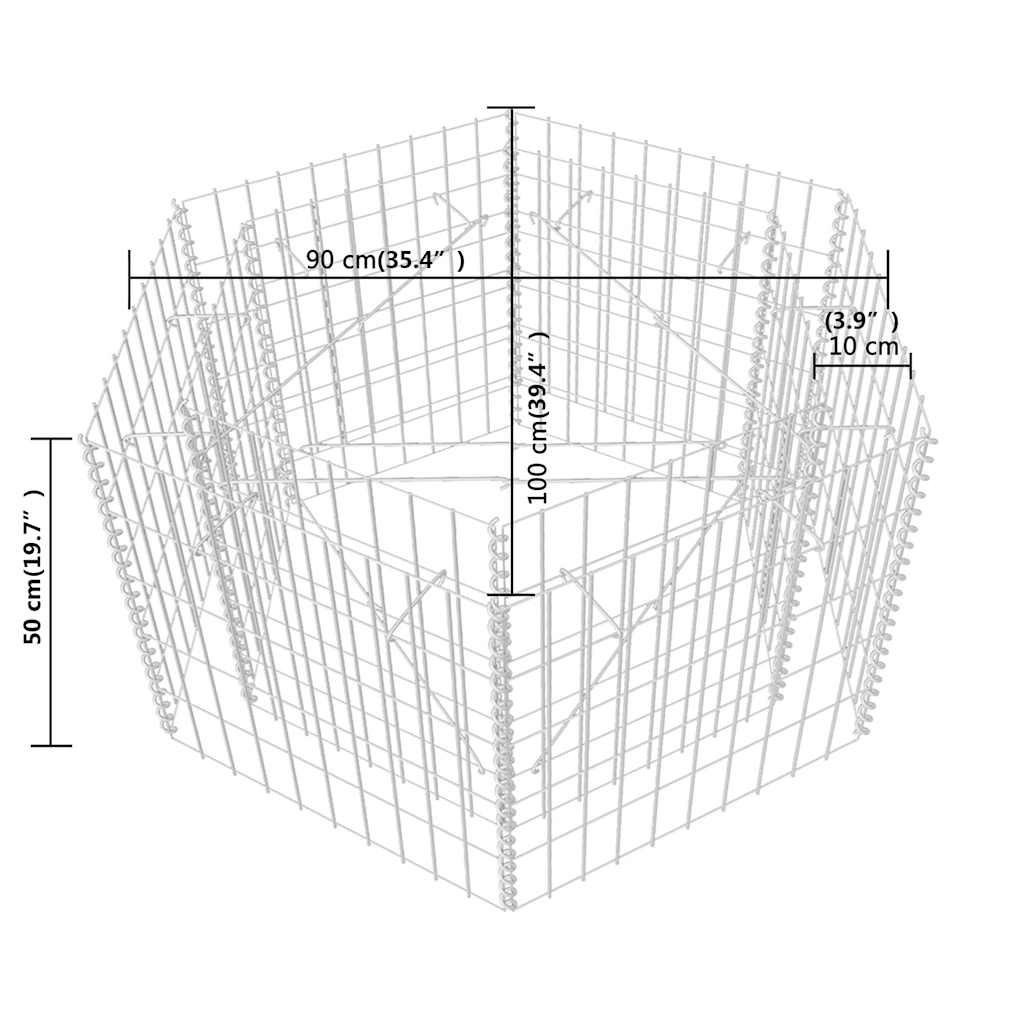 Gabion plantenbak verhoogd zeshoekig 100x90x50 cm