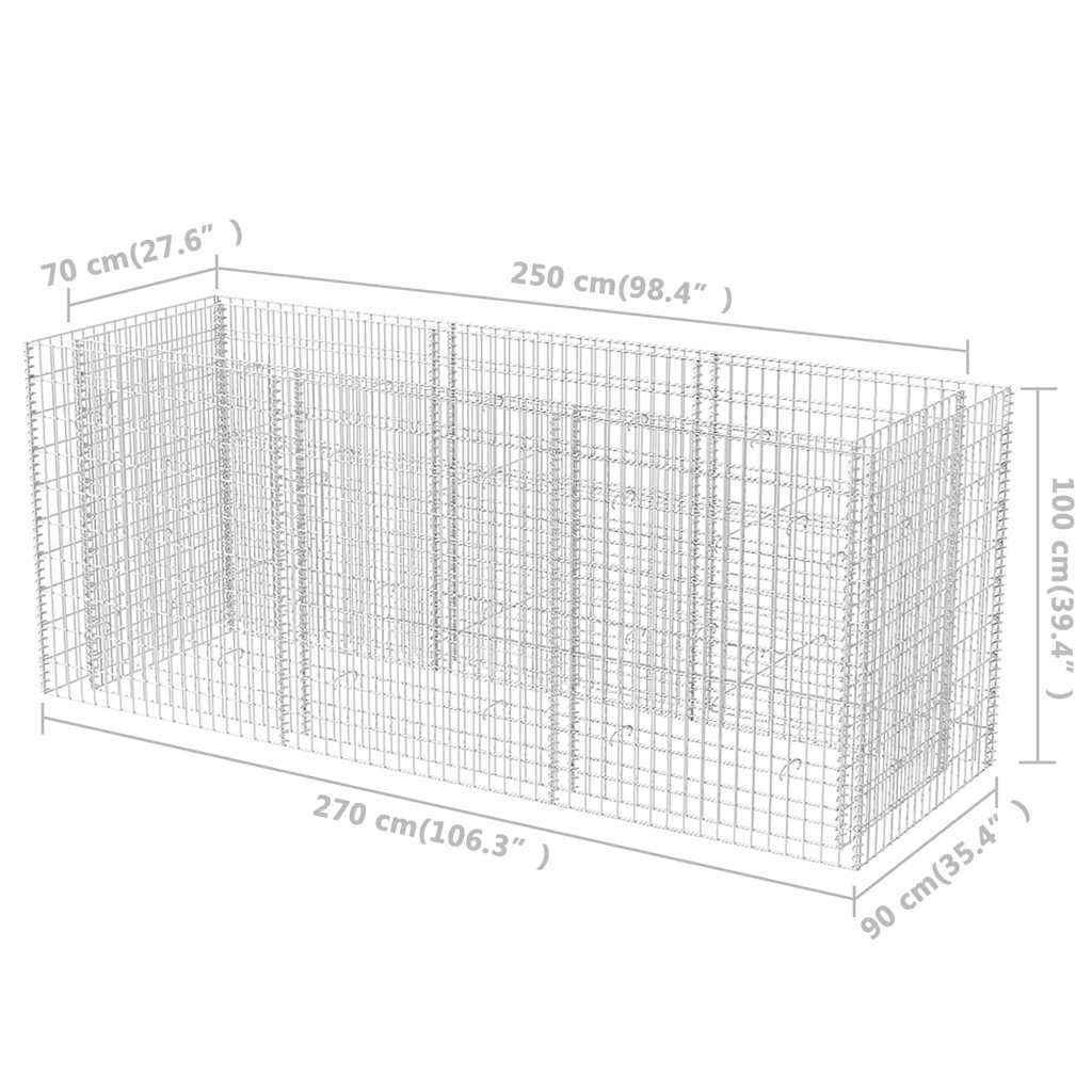 Gabion plantenbak verhoogd 270x90x100 cm staal