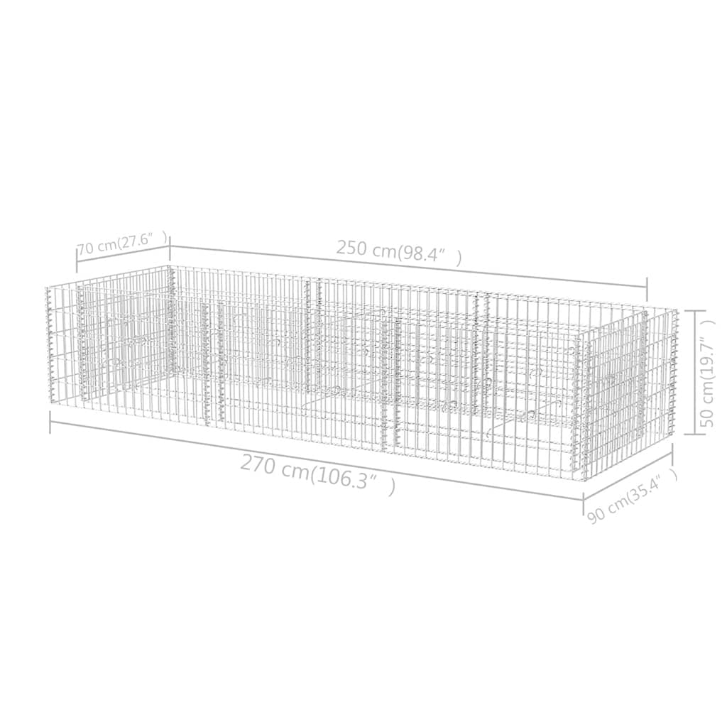 Gabion plantenbak verhoogd 270x90x50 cm staal