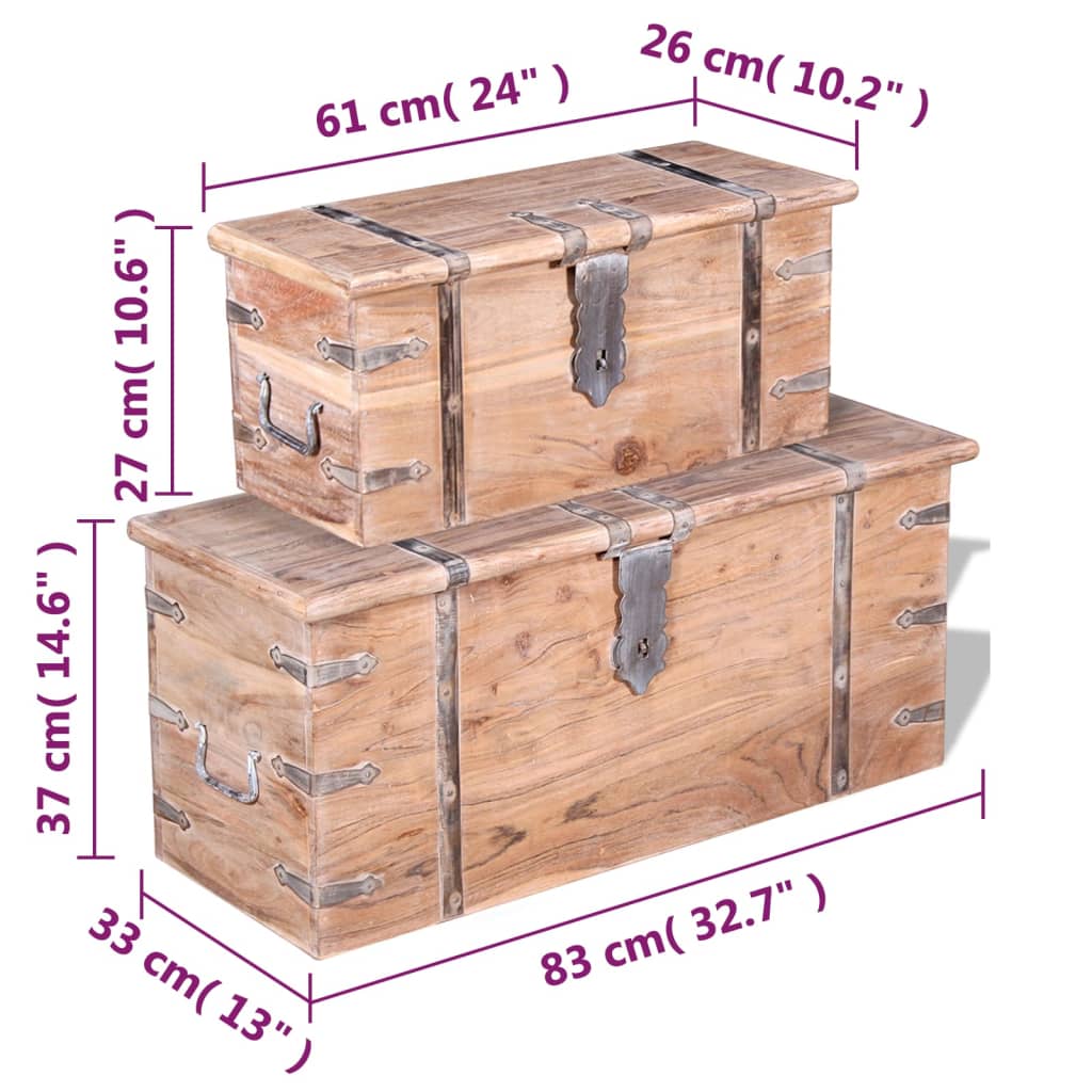 2-delige Opbergkistenset acaciahout