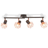 Plafondlamp met 4 spotlights E14 zwart en koper