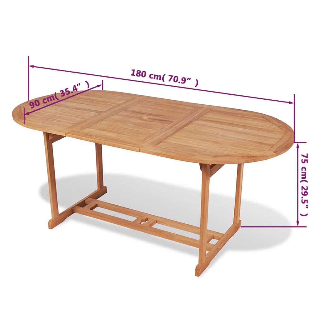 Tuintafel 180x90x75 cm massief teakhout - AllerleiShop