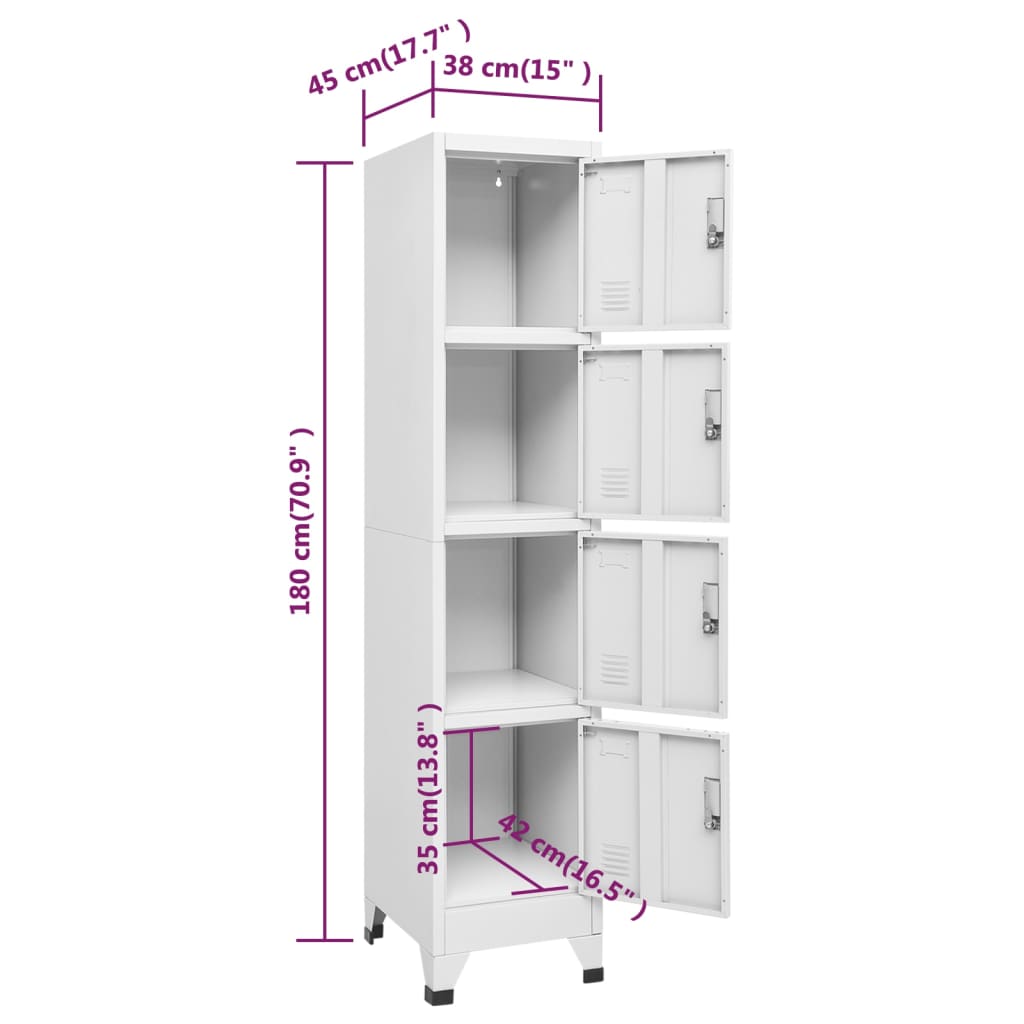 Lockerkast met 4 vakken 38x45x180 cm